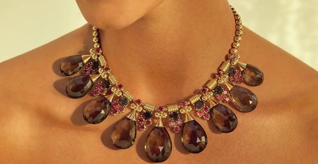 SMOKY TOPAZ AND PINK TOURMALINE NECKLACE, 2018