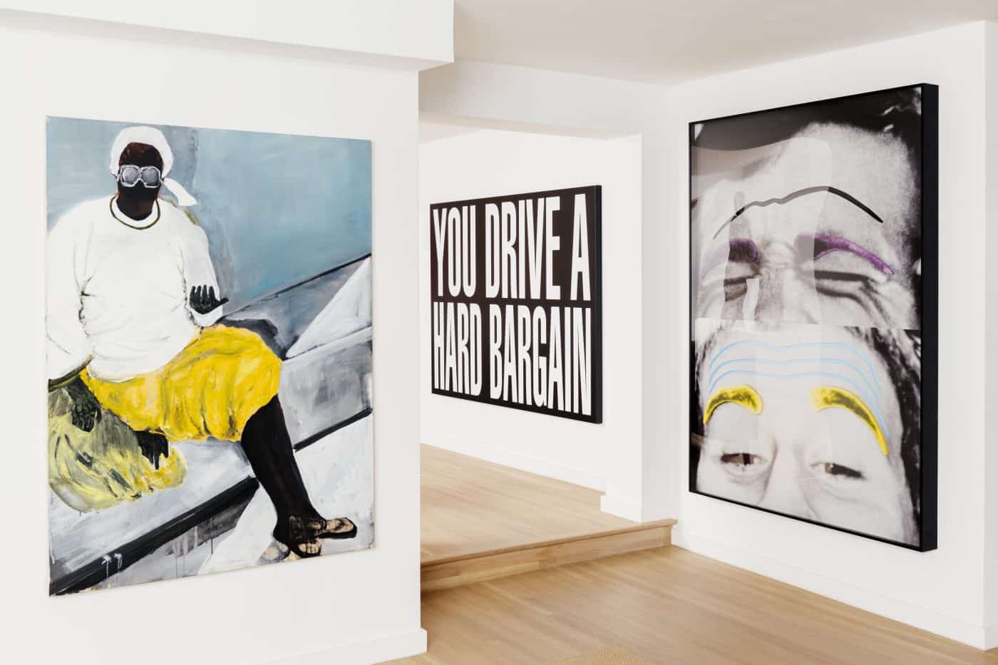 Keith Rivers art collection: From left: Untitled, 2017, by Arjan Martin; Untitled (You drive a hard bargain), 2011; and Raised Eyebrows and Furrowed Foreheads, 2008, by JOHN BALDESSARI