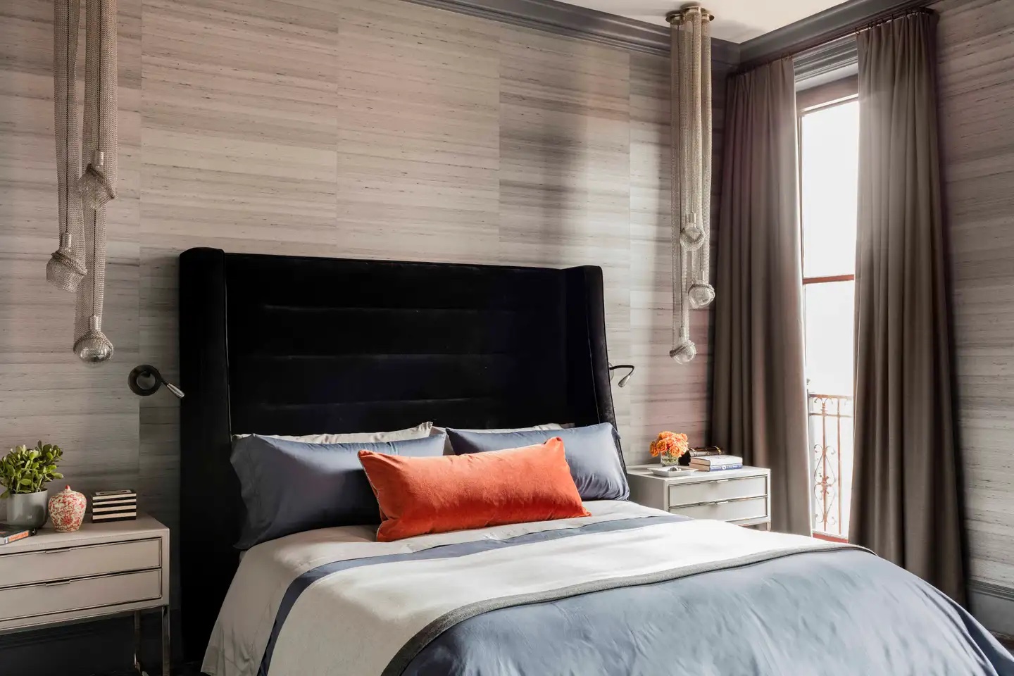 Beacon Street bedroom designed by Elms Interior Design