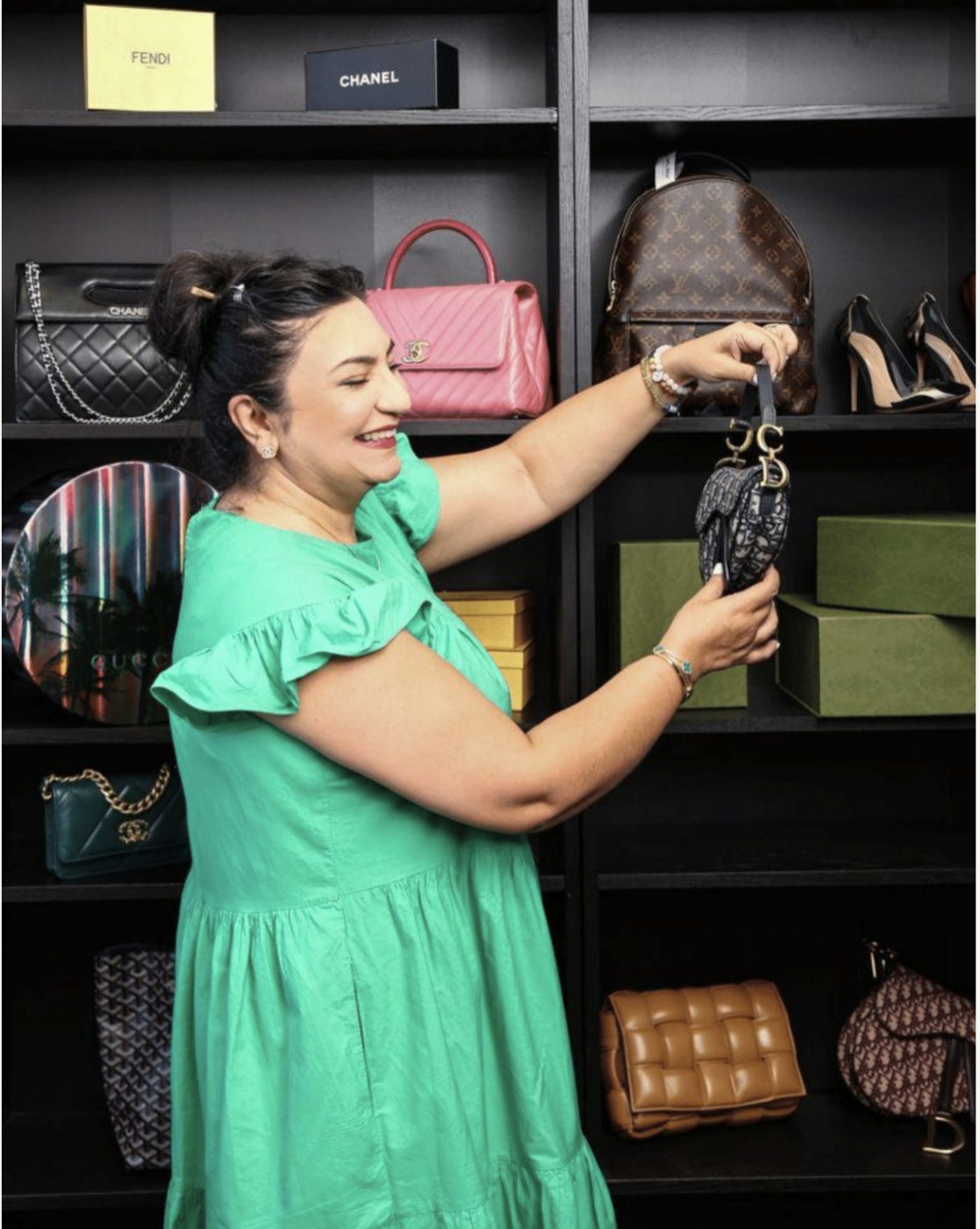  Aqila Agha's luxury boutique, Papillonkia, specializes in pre-owned designer handbags and accessories