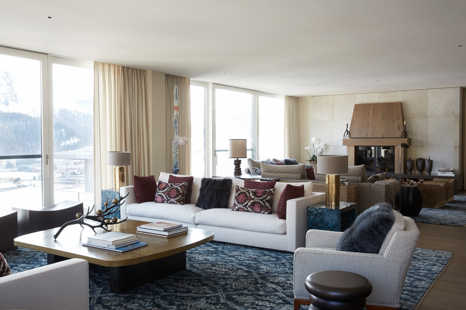 Living room in St. Moritz designed by Todhunter Earle