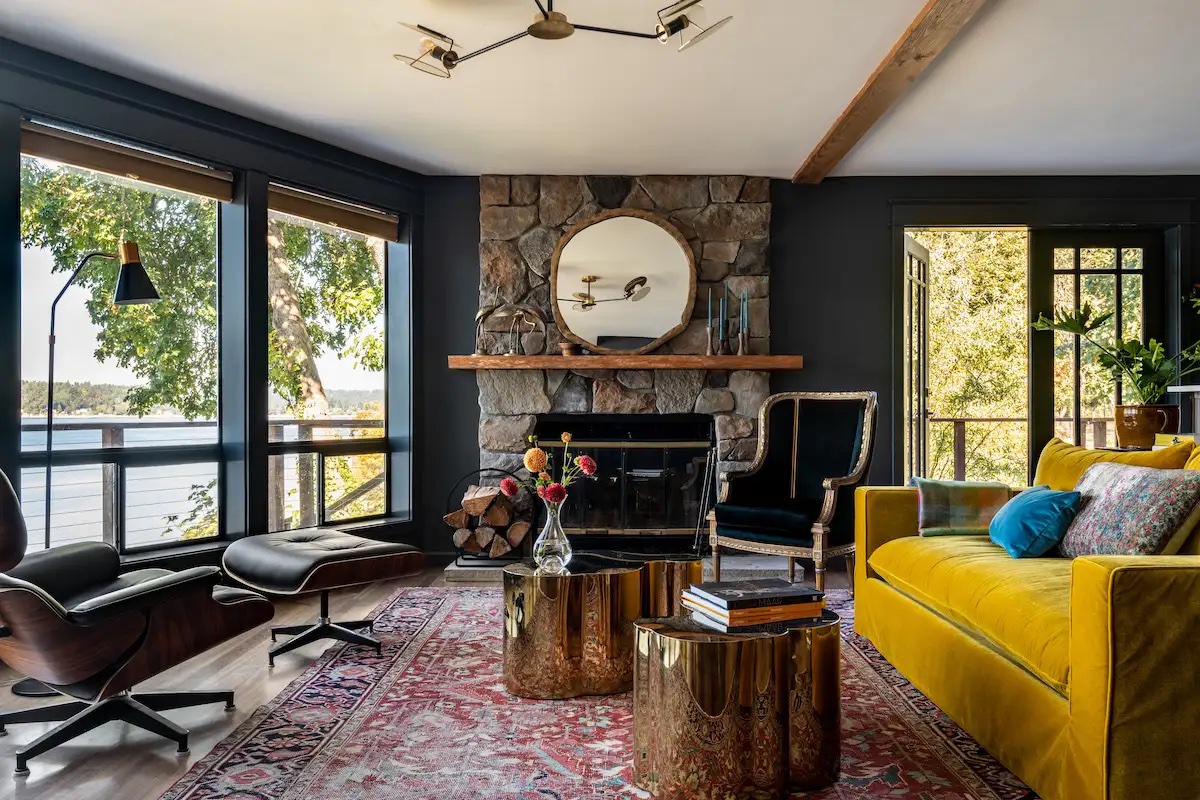Puget Sound living room designed by Collins