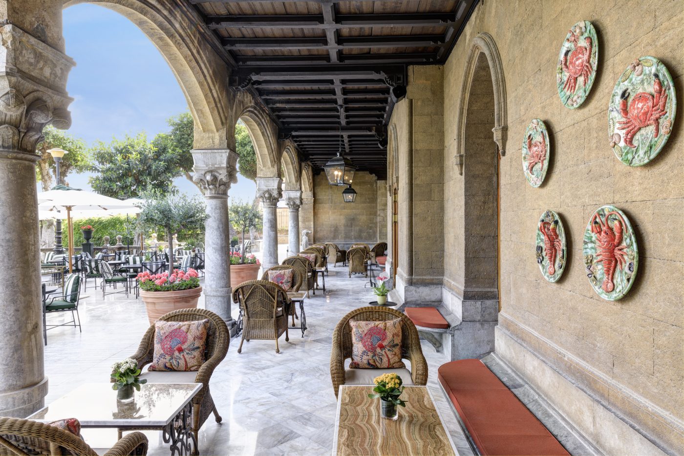 The terrace of Villa Igiea designed by Paolo Moschino Ltd.