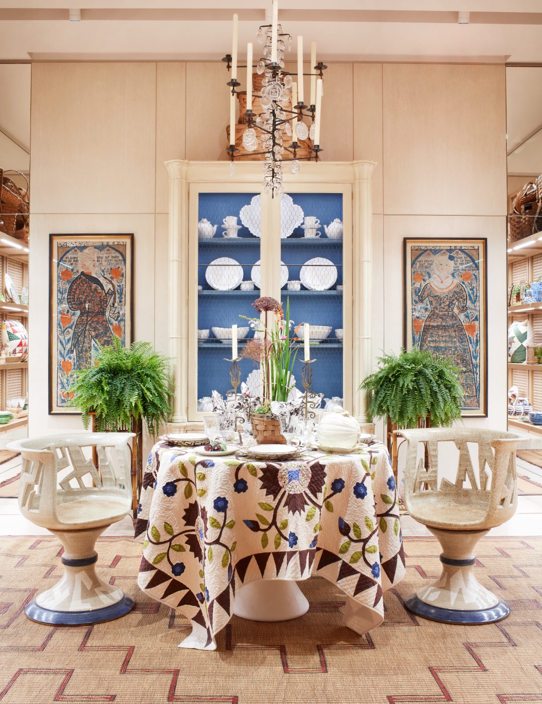 "The Tory Burch home collection is featured on the top floor of our 151 Mercer Street store, including our tableware collaboration with Dodie Thayer and a selection of found objects," the designer explains.