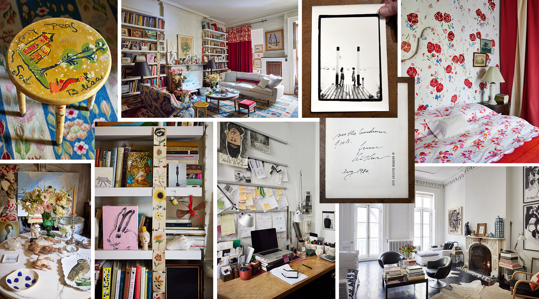A collage of images of the Goodman sisters' favorite rooms and pieces