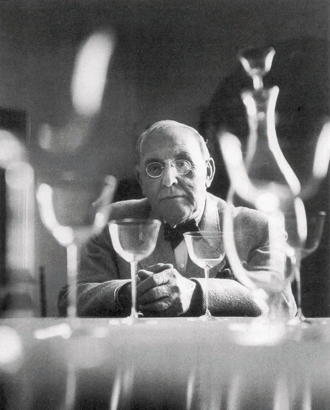 Black and white portrait of Josef Hoffmann in 1954