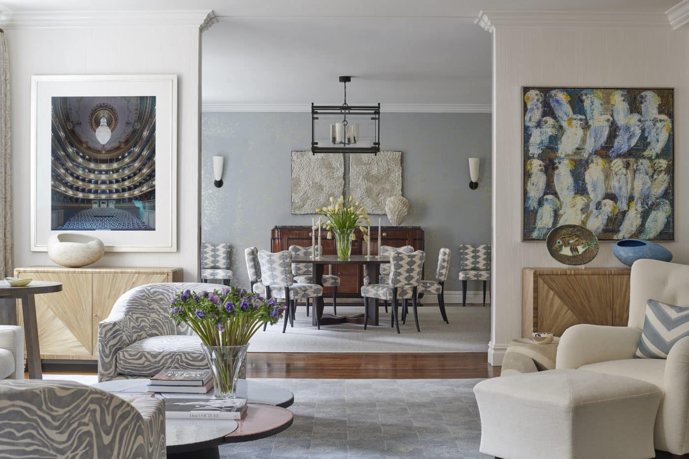 Stewart Manger living room in Park Avenue apartment New York with view to dining room