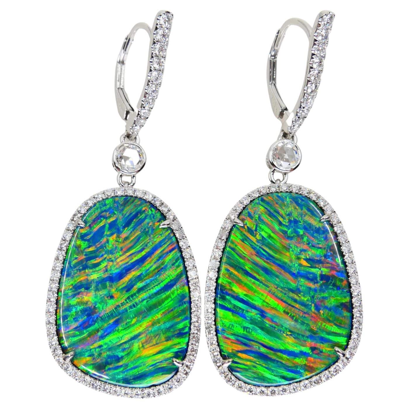 Opal and Rose-Cut Diamond Earrings, 2021