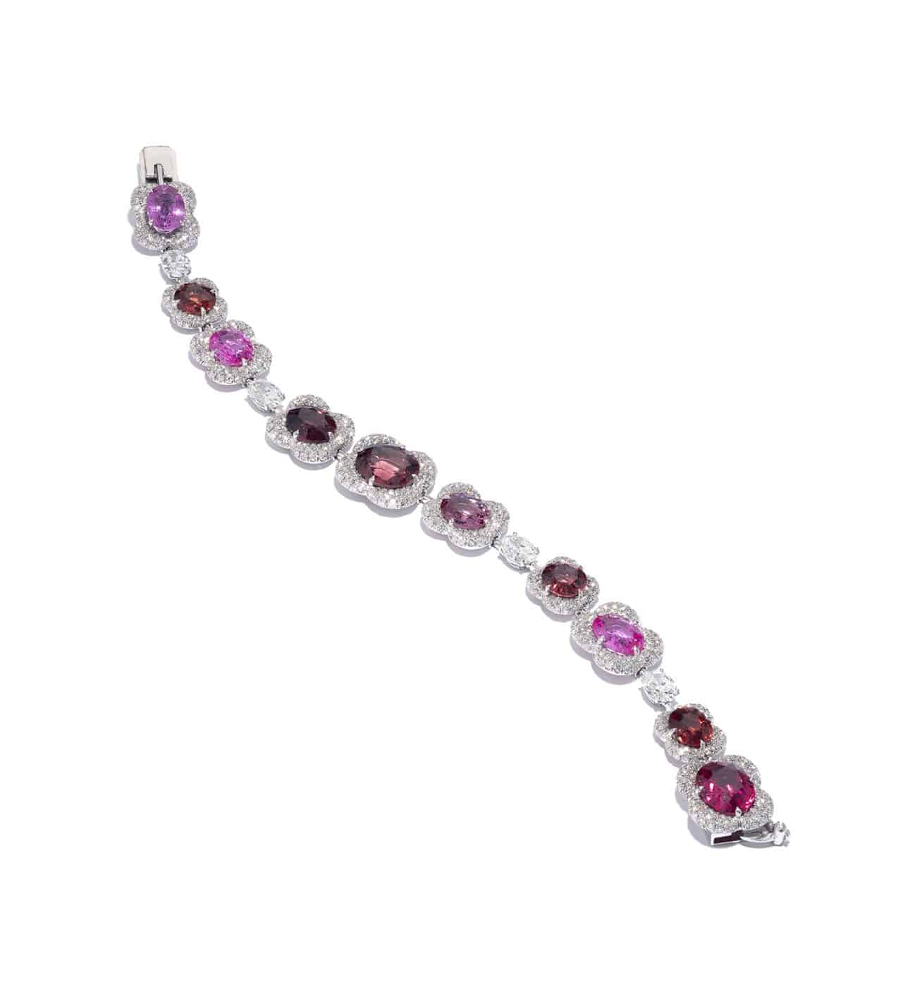 Pink and purple spinel and white diamond bracelet, 2009