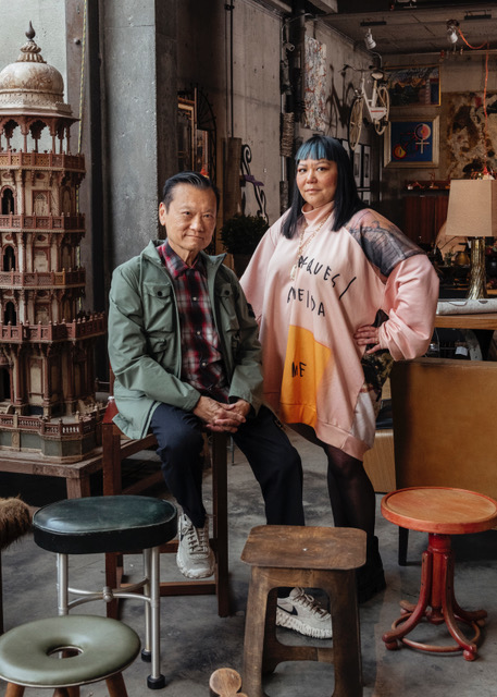 Photo of furniture dealer Joel Chen and his daughter Bianca Chen