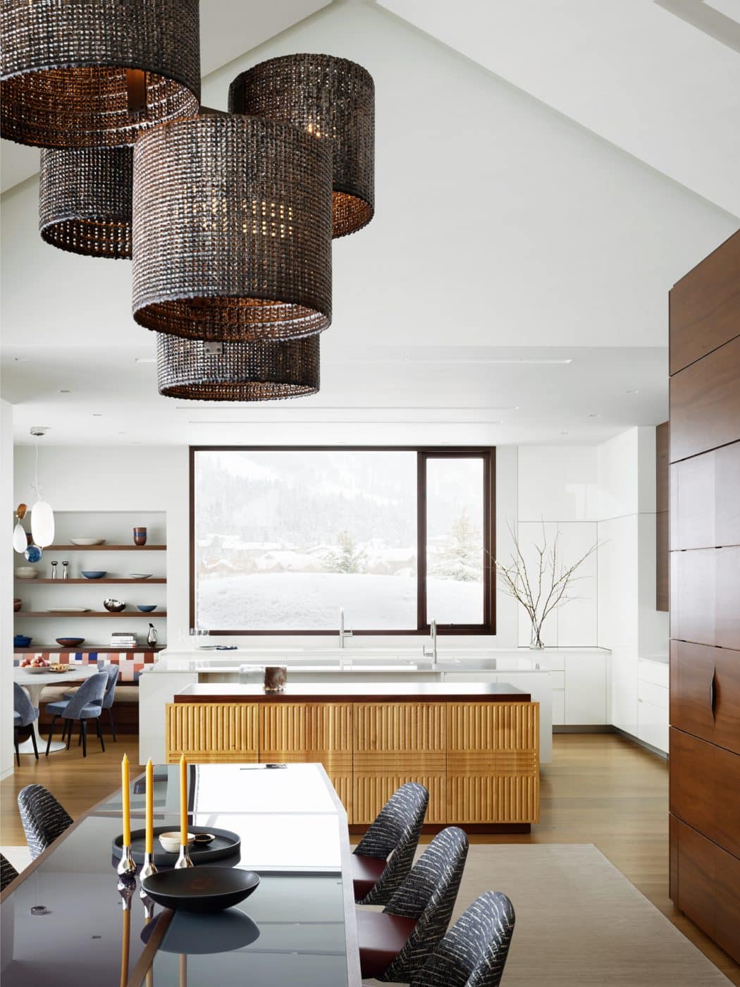 Dining area featuring textured furniture