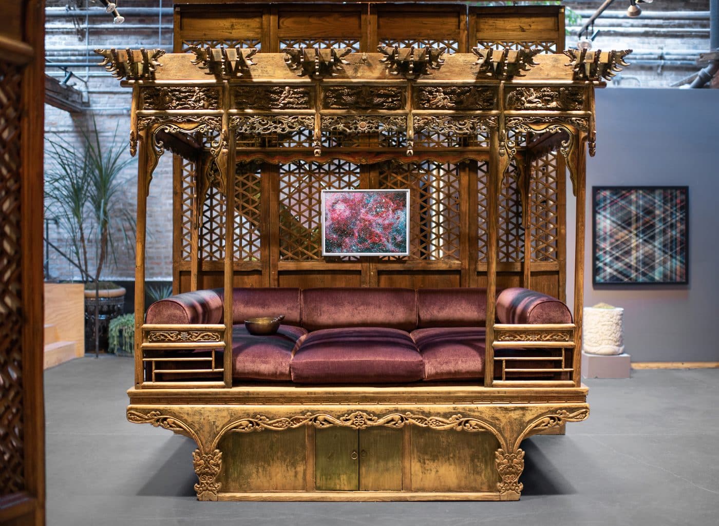 Ornate Chinese canopy bed
