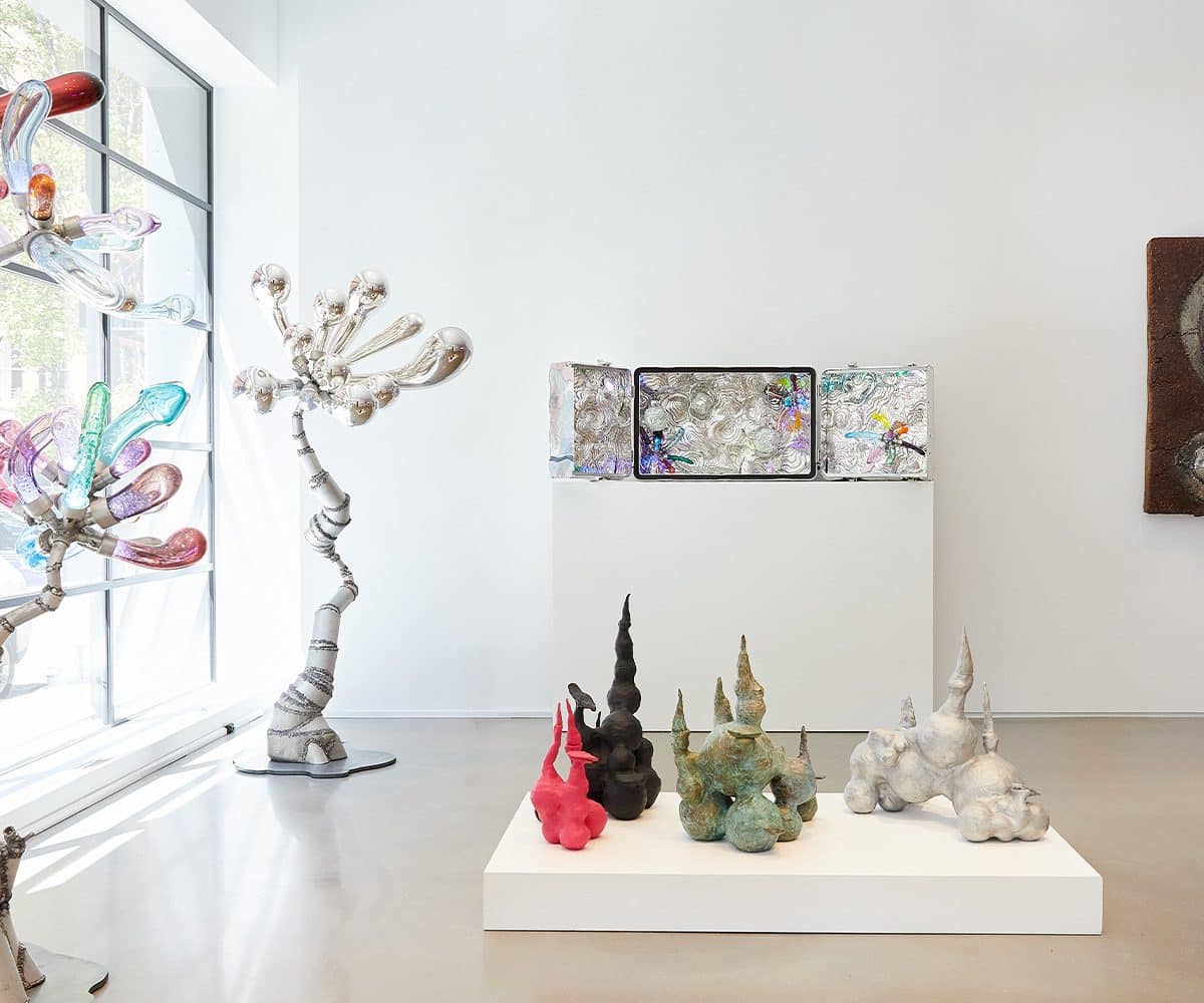 Works by Paula Hayes and Randy Polumbo in the exhibition "Via Lactea" at Cristina Grajales Gallery in New York
