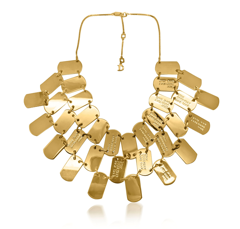 Christian Dior gold tone bib necklace