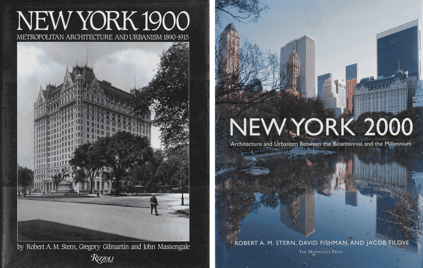 Front cover of two of Stern's books: New York 1900 and New York 2000