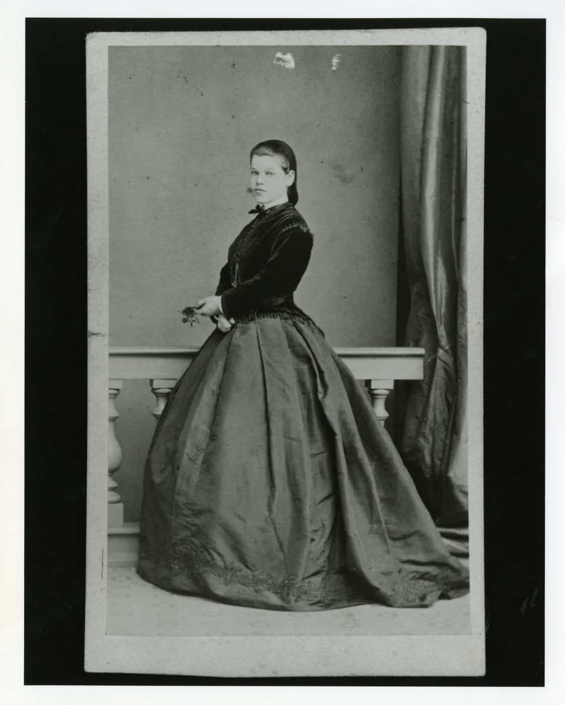 Black-and-white portrait of Alice de Rothschild from 1860 when she was about 13 years old part of the show "Alice's Wonderlands" about Alice de Rothschild England