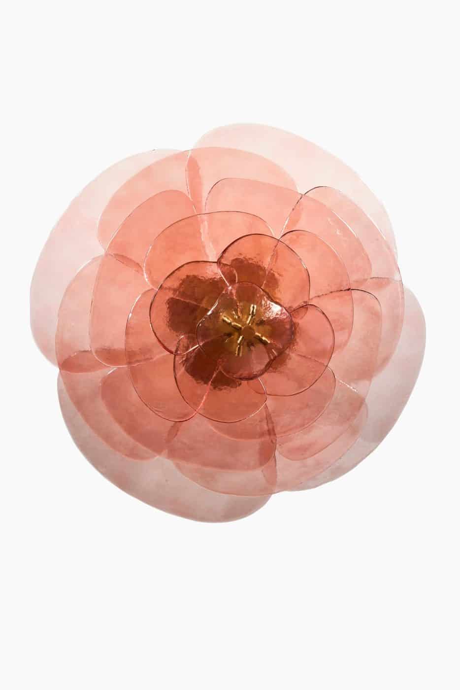 Lilypad chandelier made with pink Murano glass