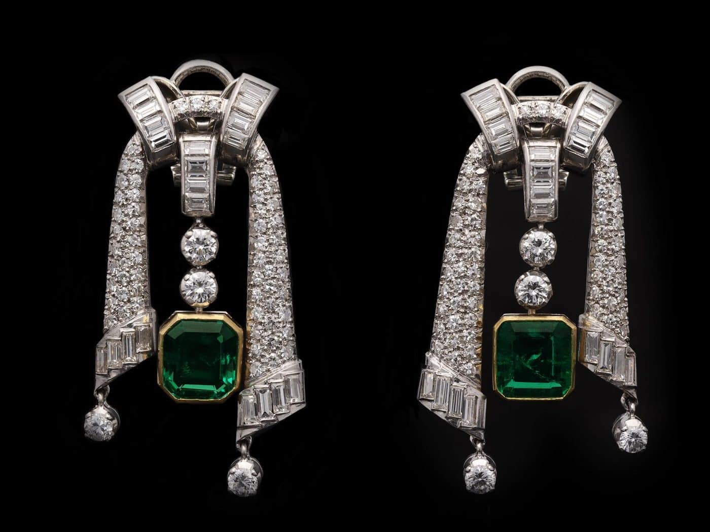 Pederzani Colombian Emerald and Diamond Drop Earrings