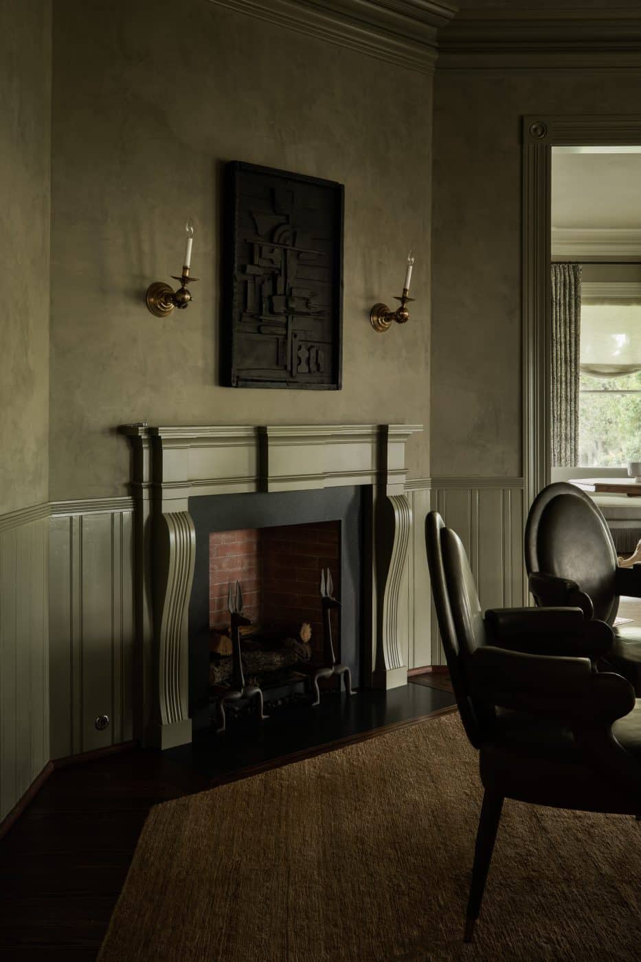 Texas Victorian dining room fireplace