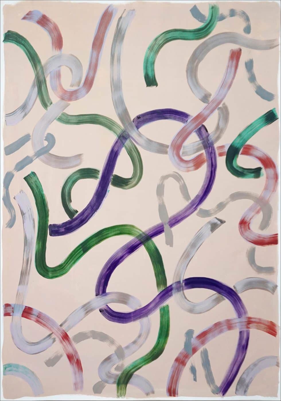 "Green and Purple Outlines on Ivory," 2020, by Spanish painter Natalia Roman.