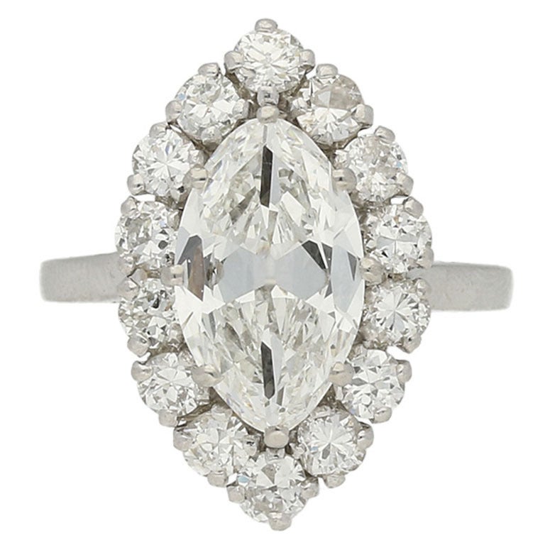 Marquise diamond cluster ring