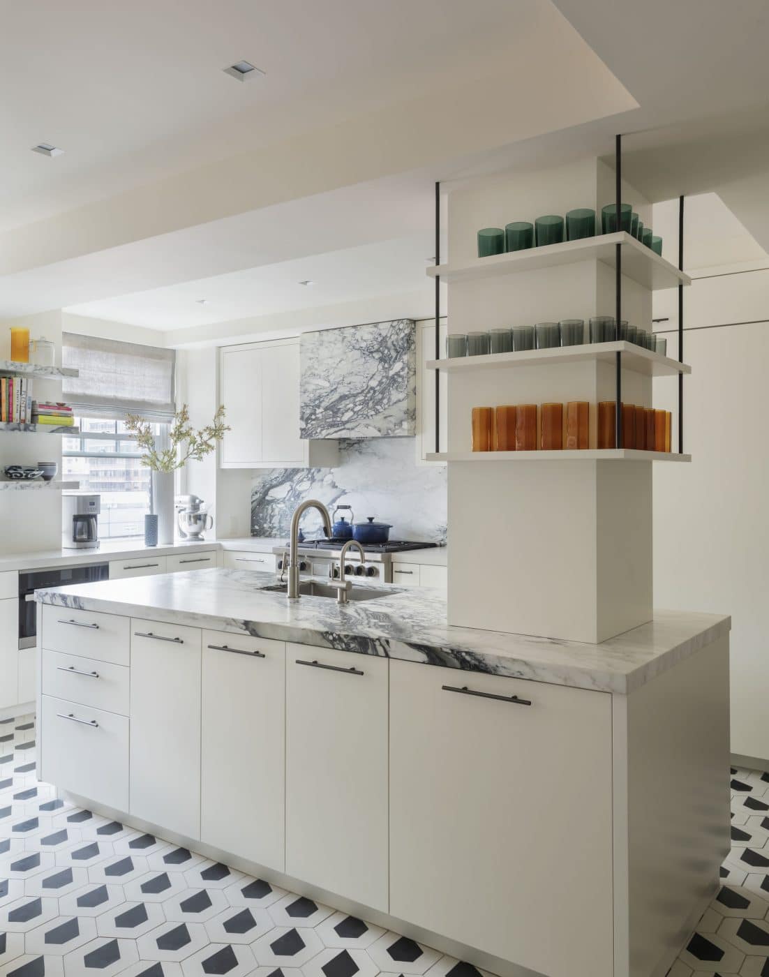 Kitchens of a Studio DB-designed 19th-century Brooklyn townhouse and Upper West Side prewar apartment in New York City