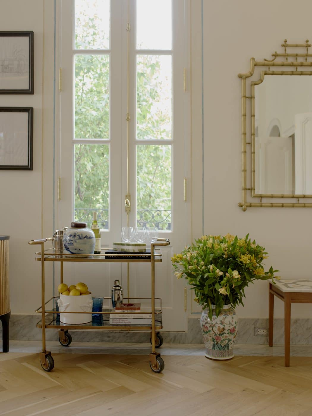 The Vendôme bar cart in the Loyzaga showroom