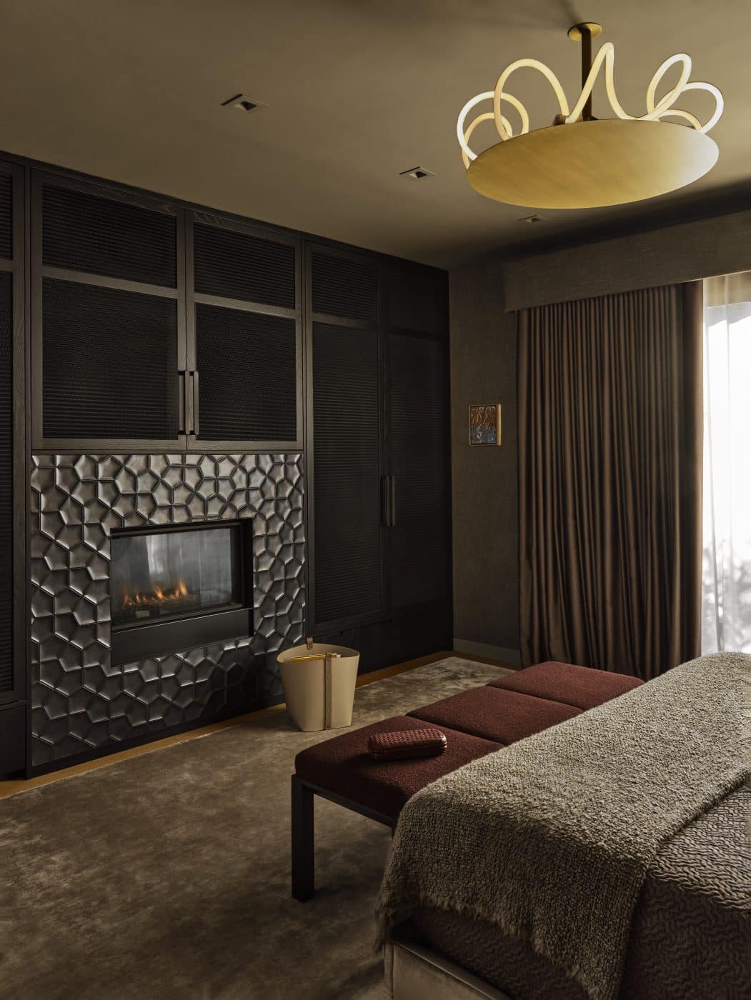 Brooklyn townhouse bedroom with fireplace by Marc Houston
