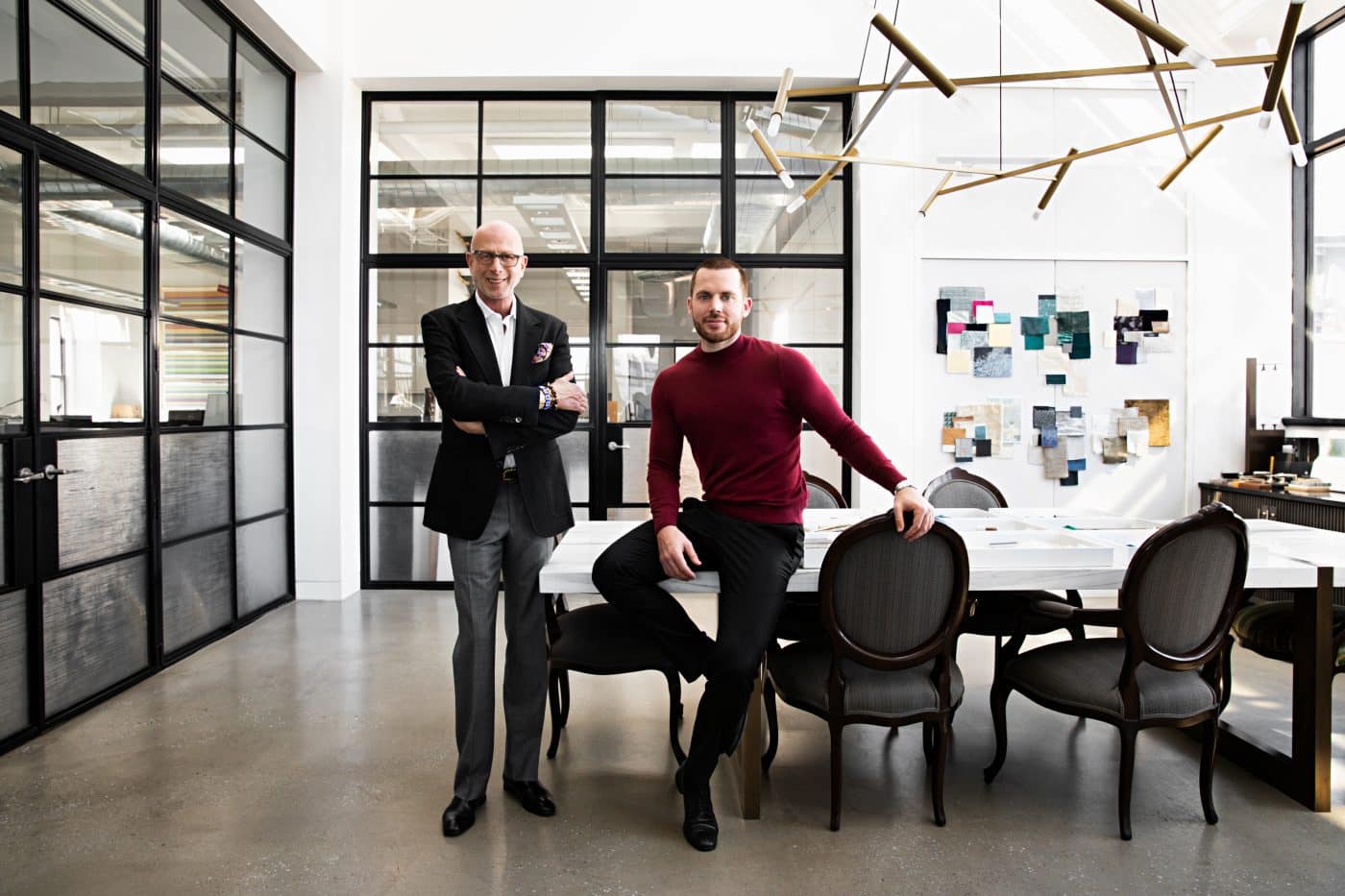 Portrait of Manhattan design studio Drake/Anderson partners Caleb Anderson Jamie Drake in their office