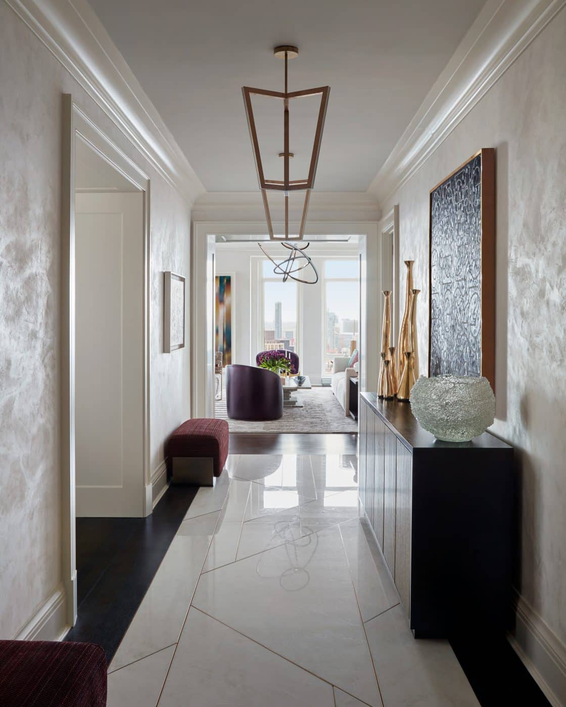 Elevator entry hall of Manhattan apartment designed by Drake/Anderson's Caleb Anderson Jamie Drake 