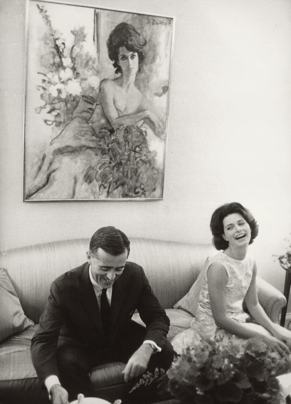Deeda Blair her husband, Ambassador William McCormick Blair Jr., in 1961 the American embassy in Copenhagen, Denmark. portrait of Blair by René Bouchet