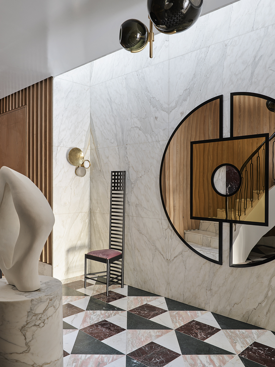 Lower hallway of a villa Australian interior designer Greg Natale created in the Sydney suburb of Mosman, from his new Rizzoli book The Layered Interior