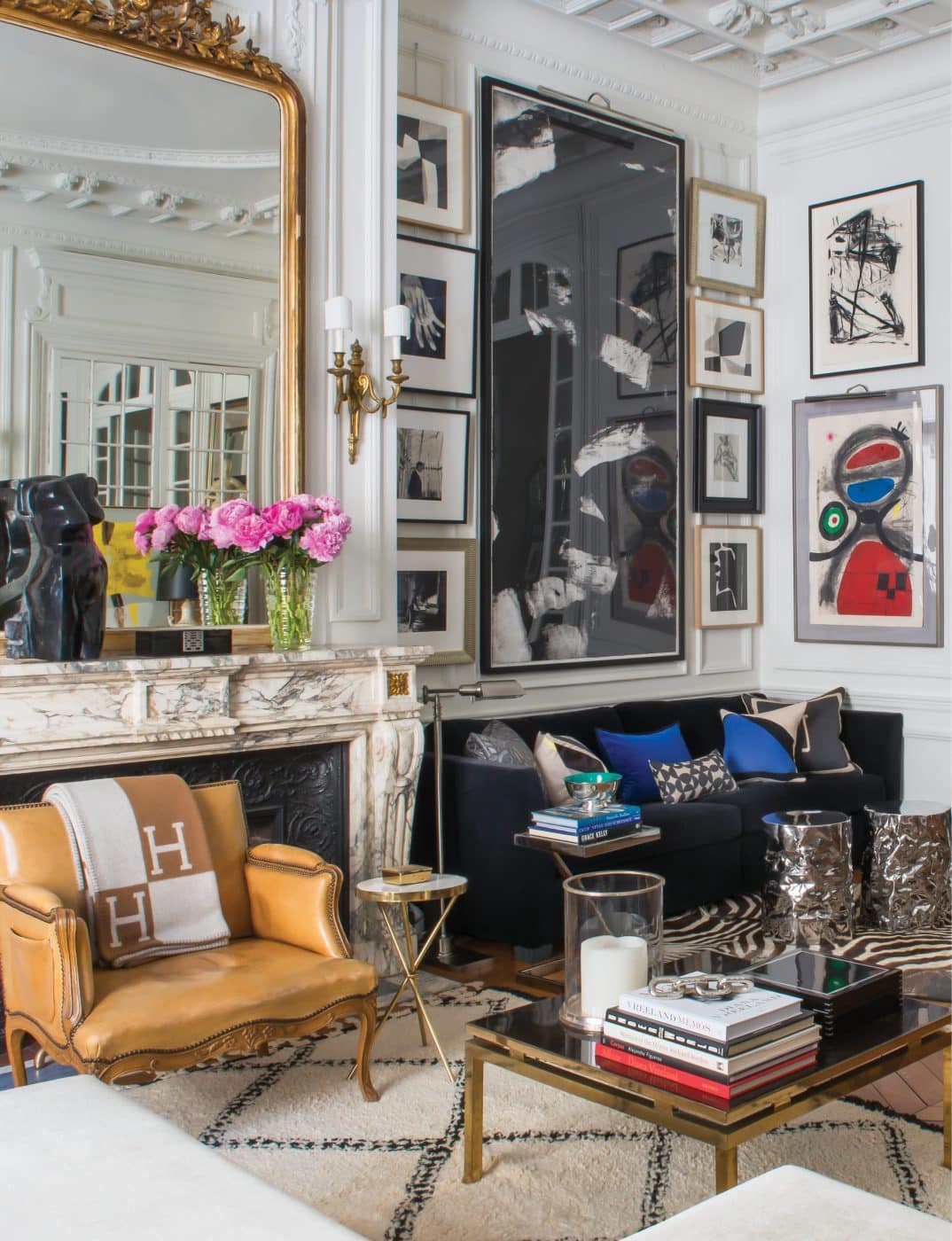 Interior designer David Jimenez living room of his former home on Paris's avenue Marceau from his book Parisian By Design published by Rizzoli 