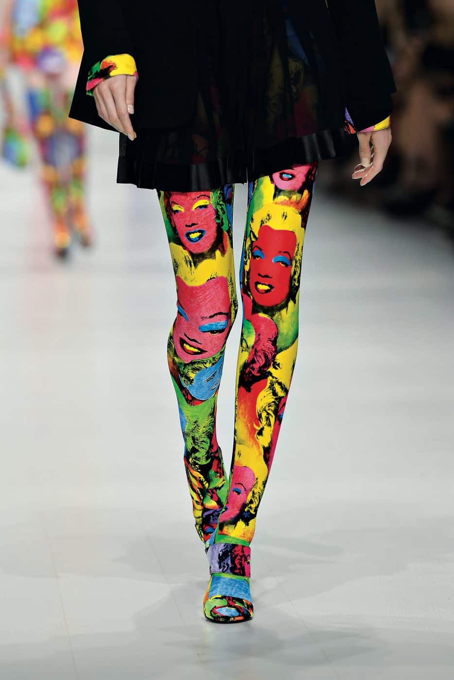 Assouline new book Pop Art Style by Julie Belcove Andy Warhol Marilyn Monroe leggins on Versace model walking runway in Milan 