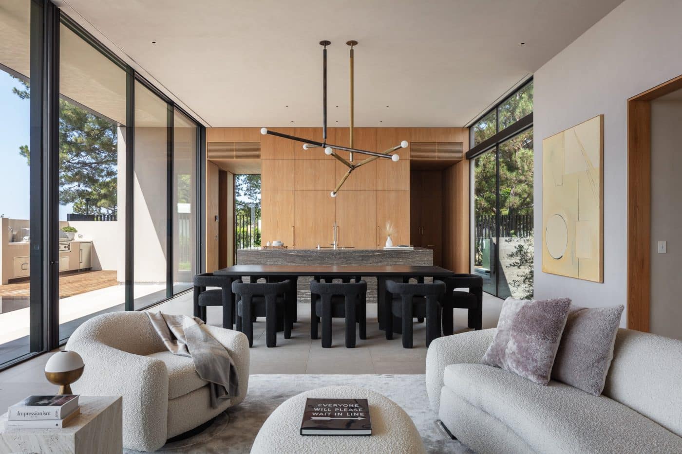 The living room of a modernist house in Beverly Hills designed by JSN STUDIO