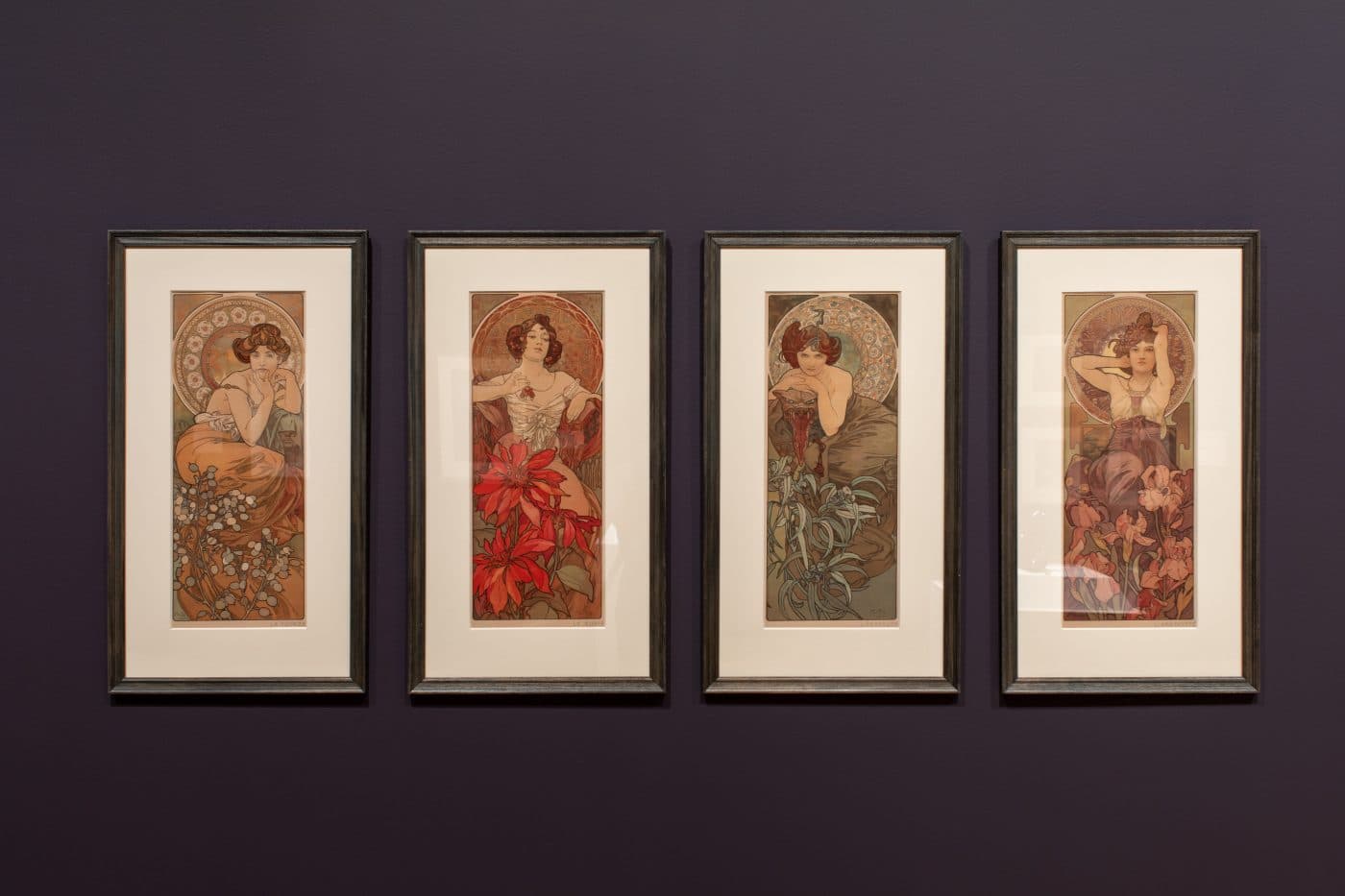 A series of works representing precious gemstones by Alphonse Mucha