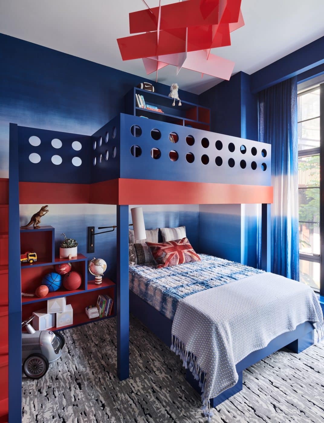 Son's bedroom in maisonette project in New York City's West Village by interior designer Daun Curry