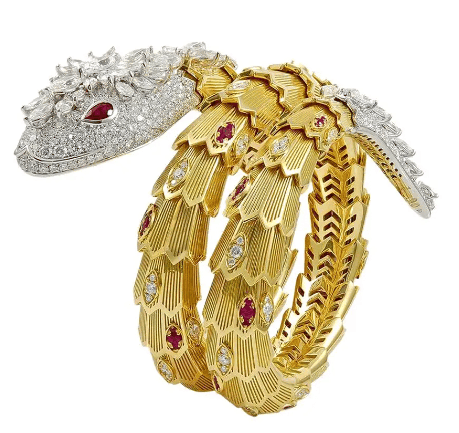 Bulgari serpenti bracelet in gold, diamond and ruby