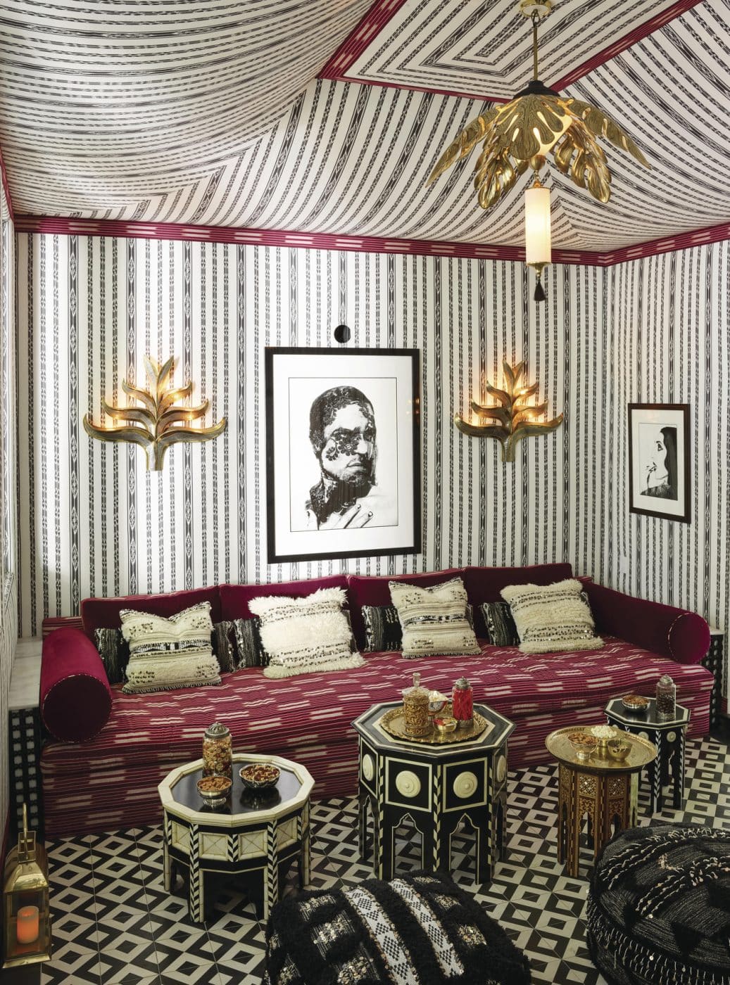 Moroccan-style screening room in the home of interior designer Martyn Lawrence Bullard