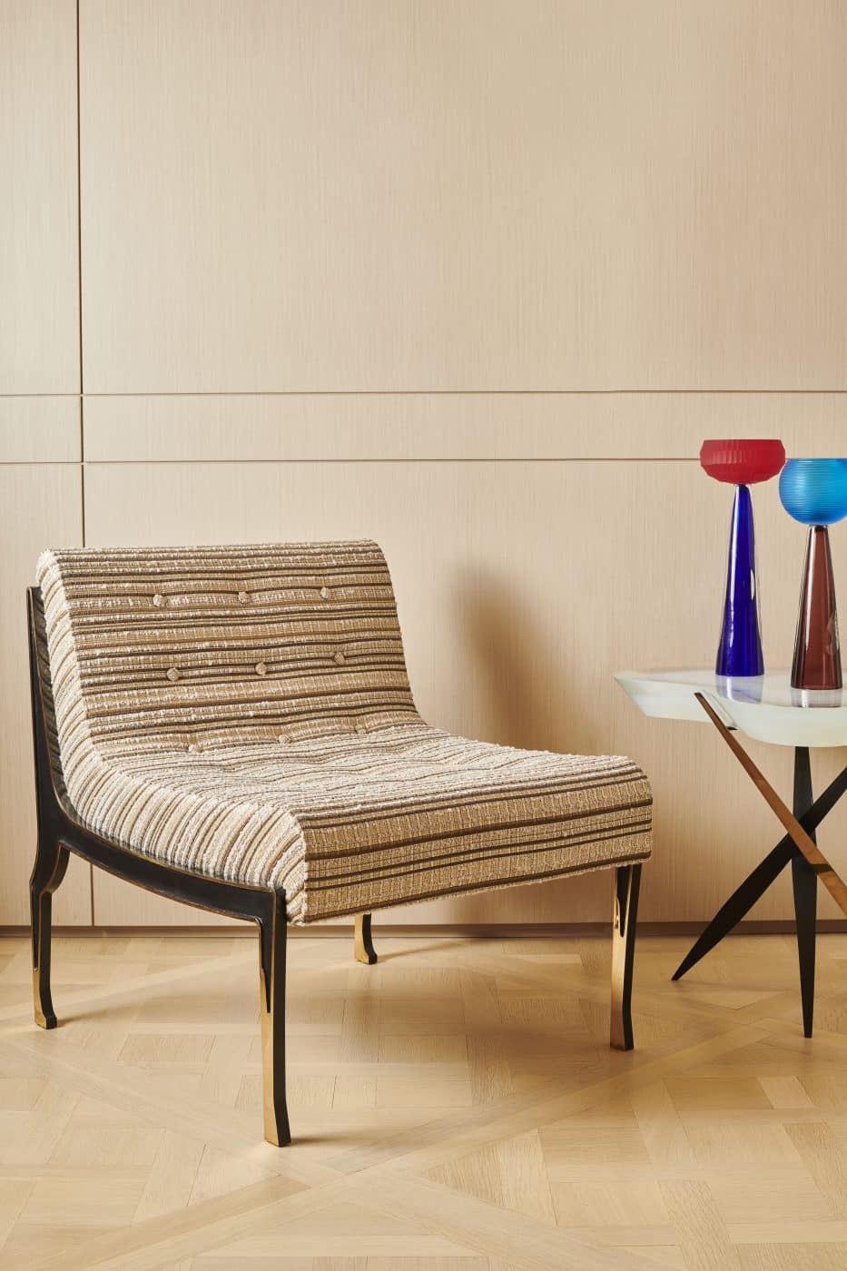 The Tutankhamun chair and Drop side table at the Achille Salvagni Atelier on Madison Avenue in New York