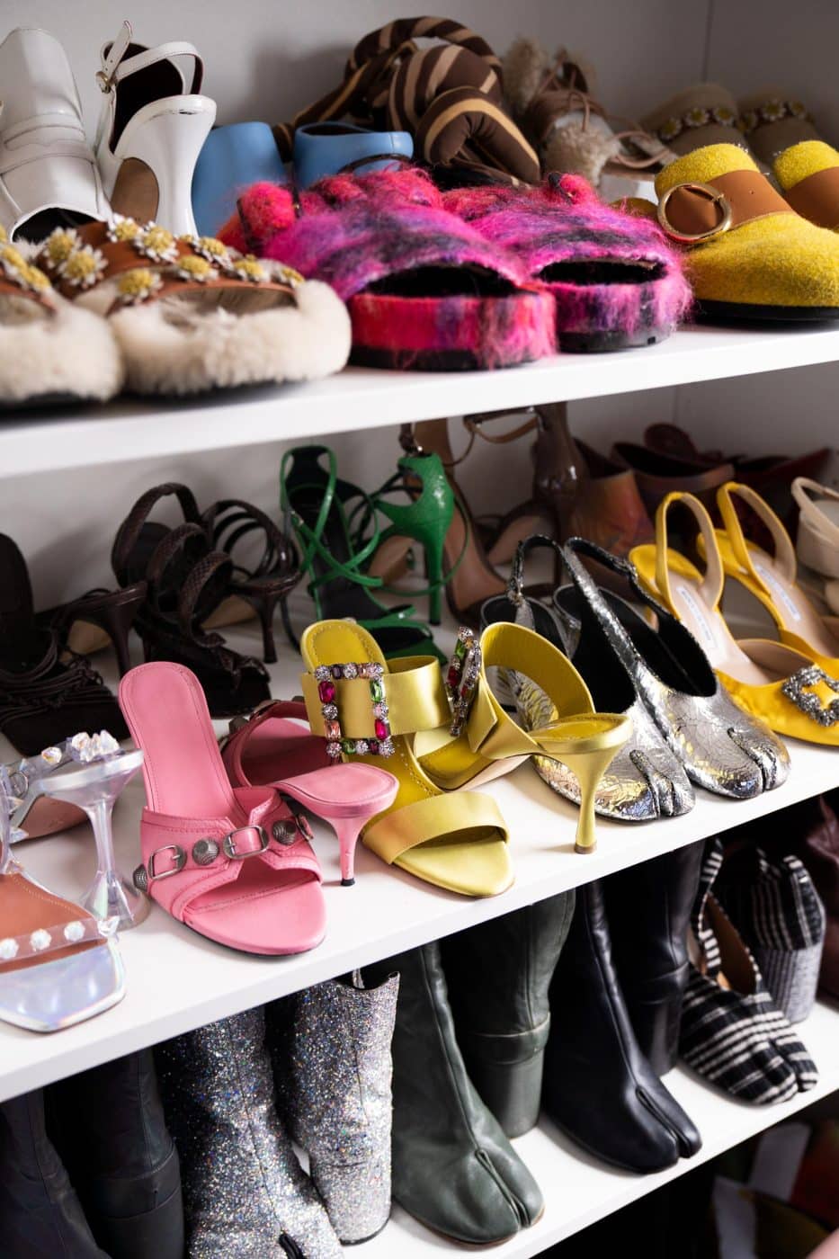 Shoe shelves in Naomi Elizée's closet