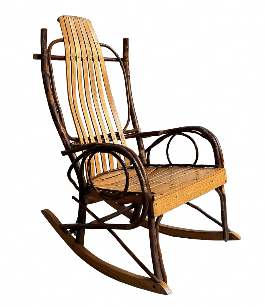 Rustic adirondack great camp style twig stick wood rocking chair