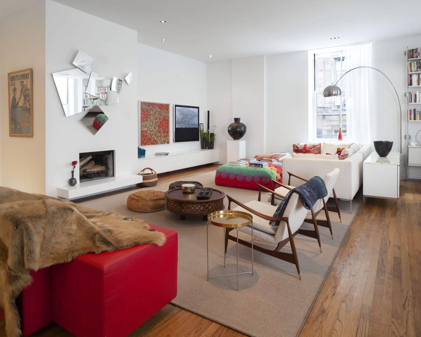 The living room of interior designer Nina Barnieh-Blair's former home in New York City, a loft in Tribeca 