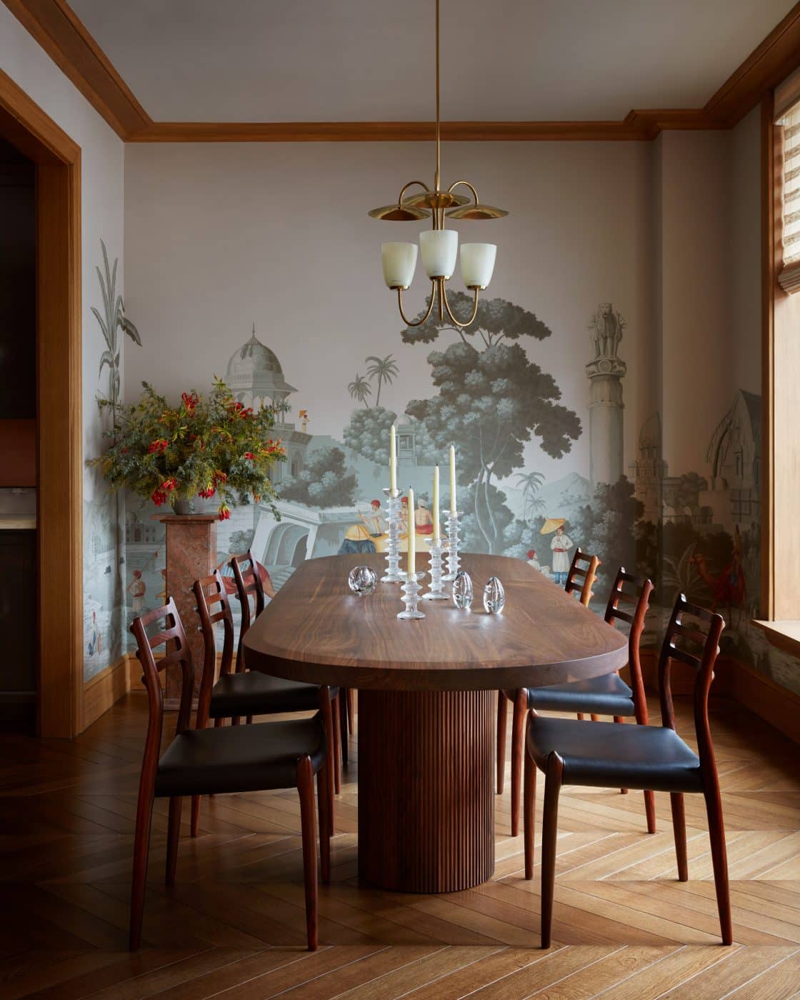 Dining room of apartment in Fitzroy building in New York City by interior designer Shawn Henderson