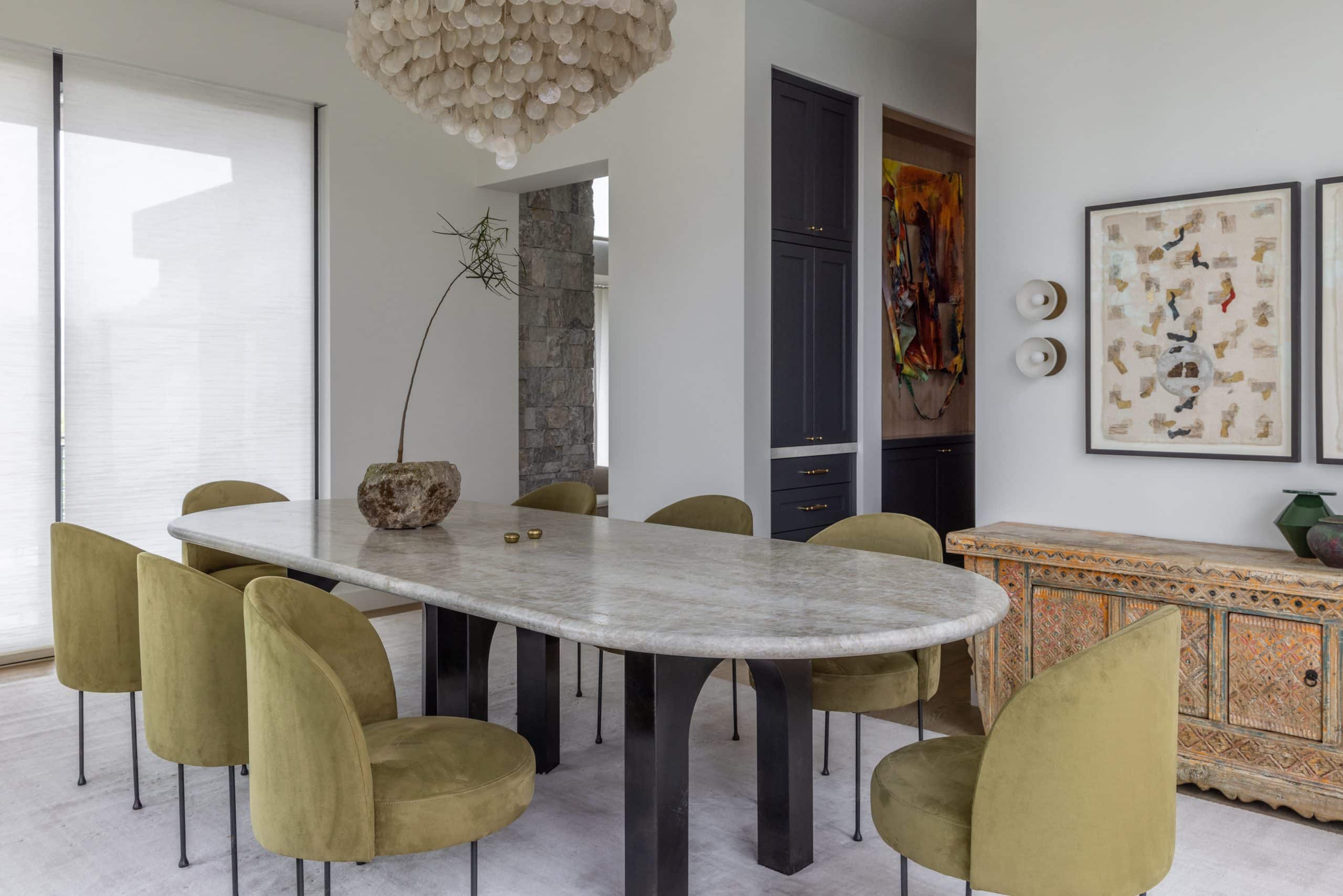 Dining room of Hillsborough home in San Francisco suburbs designed by interior designer Michael HIlal