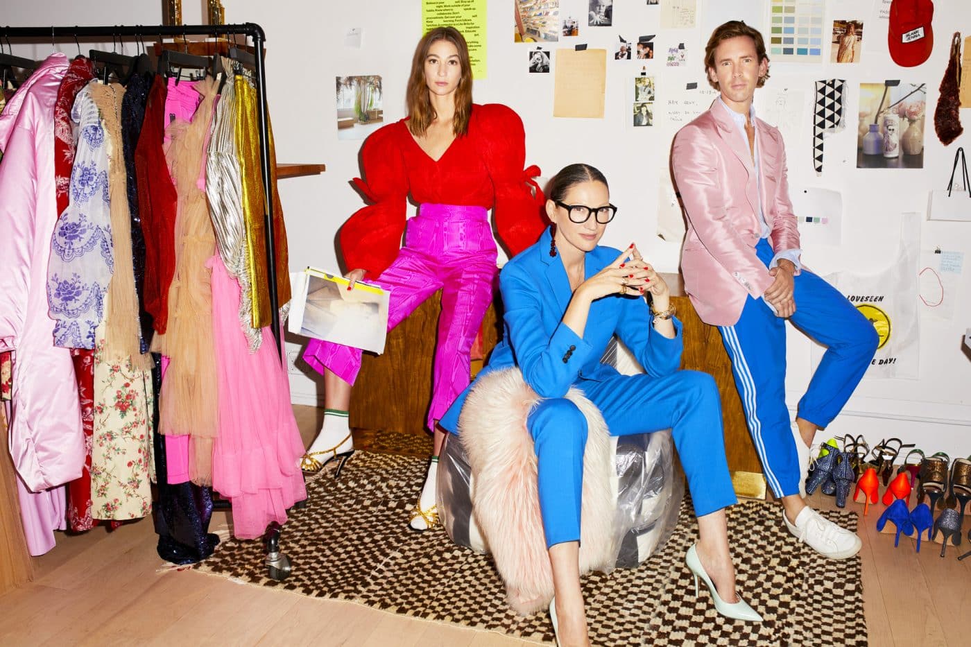 Sarah Clary, Jenna Lyons and Kyle DeFord on the set of HBO's "Stylish with Jenna Lyons"