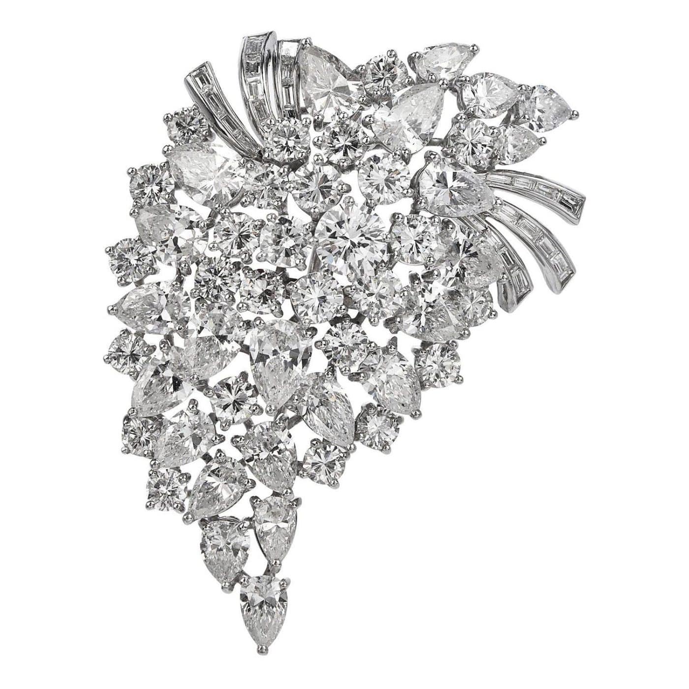 Elwood Van Clief diamond and platinum brooch, 1970s