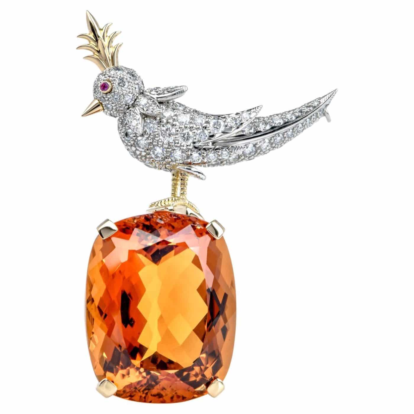 Jean Schlumberger for Tiffany & Co. Bird on a Rock Citrine and Diamond Brooch, 2000