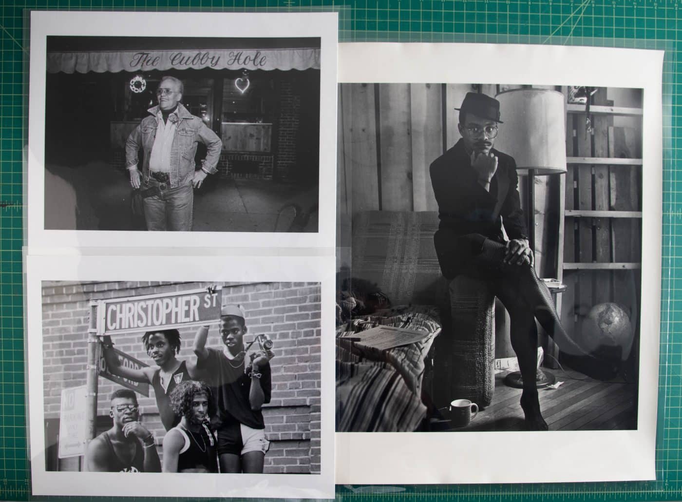 Three unframed black-and-white photographs of Black people from the collection of the Leslie-Lohman Museum of Art