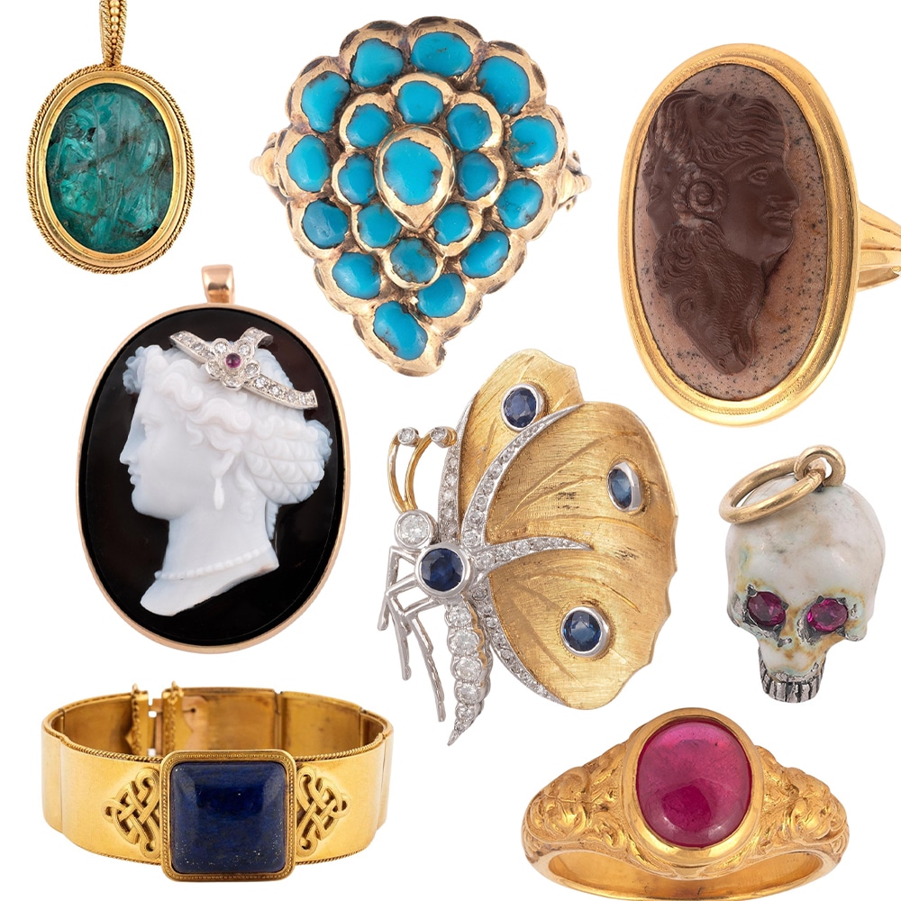 A collage of antique, vintage and contemporary jewels offered by Florentine firm Bernardo Antichità